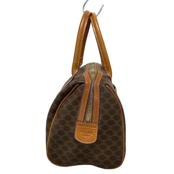 CELINE Macadam - Dark Brown Beige Brown PVC Leather Handbag 249-051725 - Picture 4 of 11